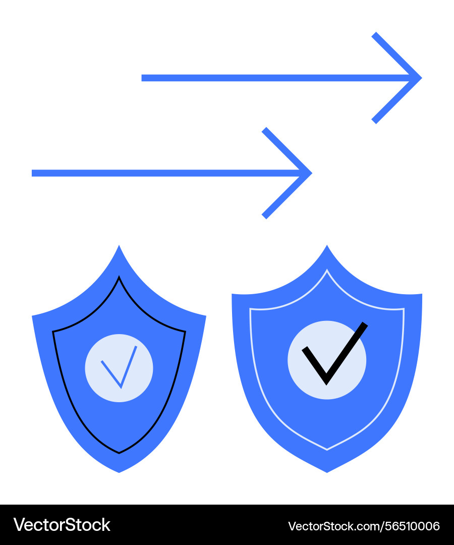 Arrows indicating forward movement above secure Arrows indicating forward movement above secure vector image