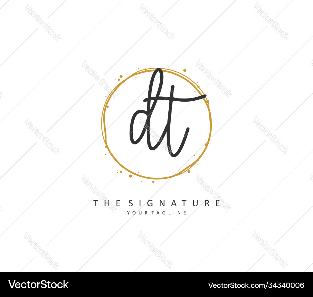 D t dt initial letter handwriting and signature vector image