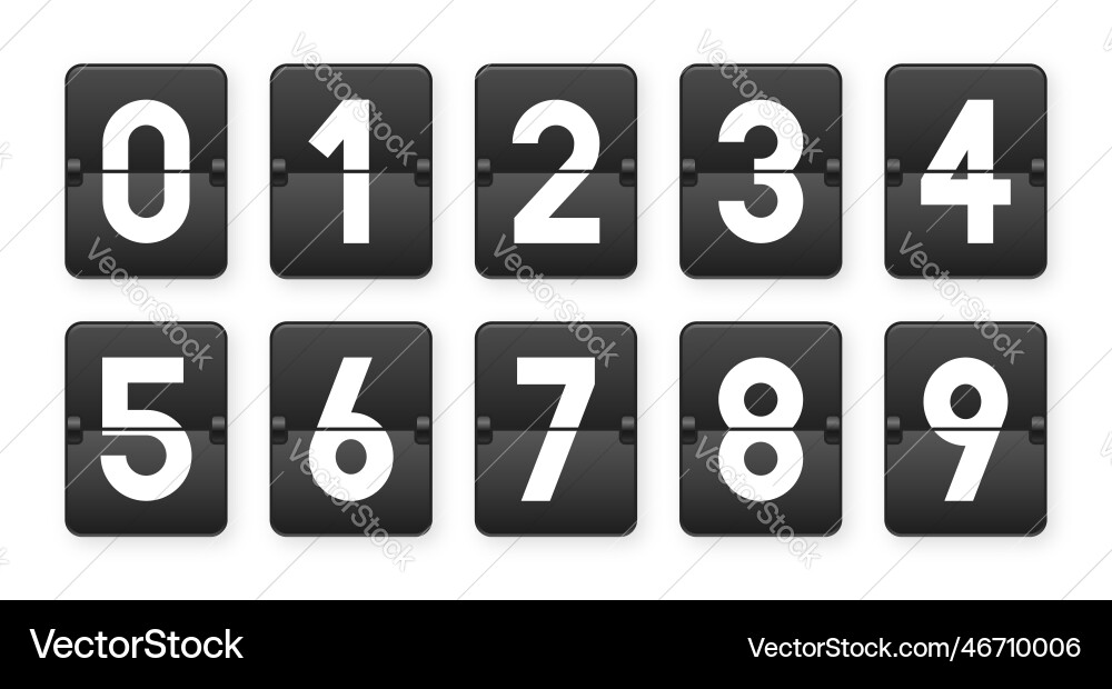 Flip clock numbers Flip clock numbers vector image
