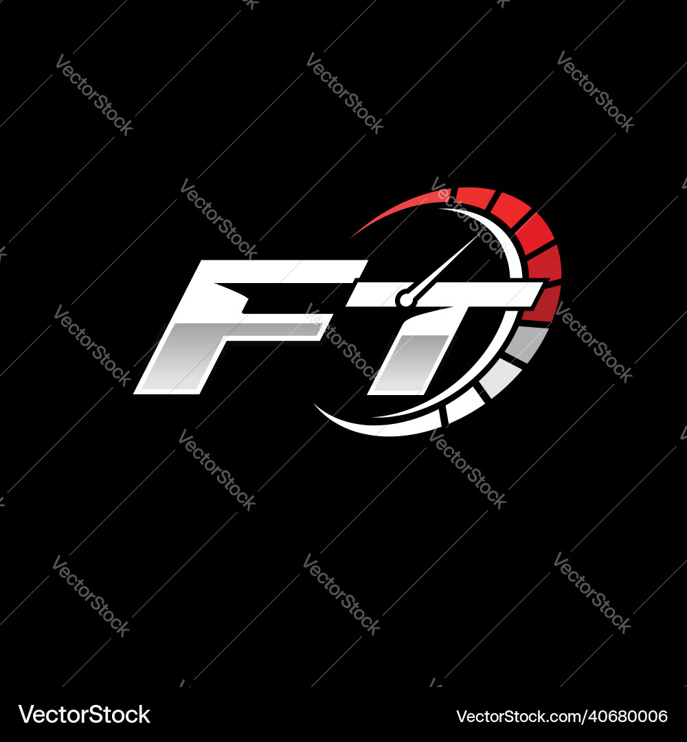 Ft logo letter speed meter racing style Royalty Free Vector