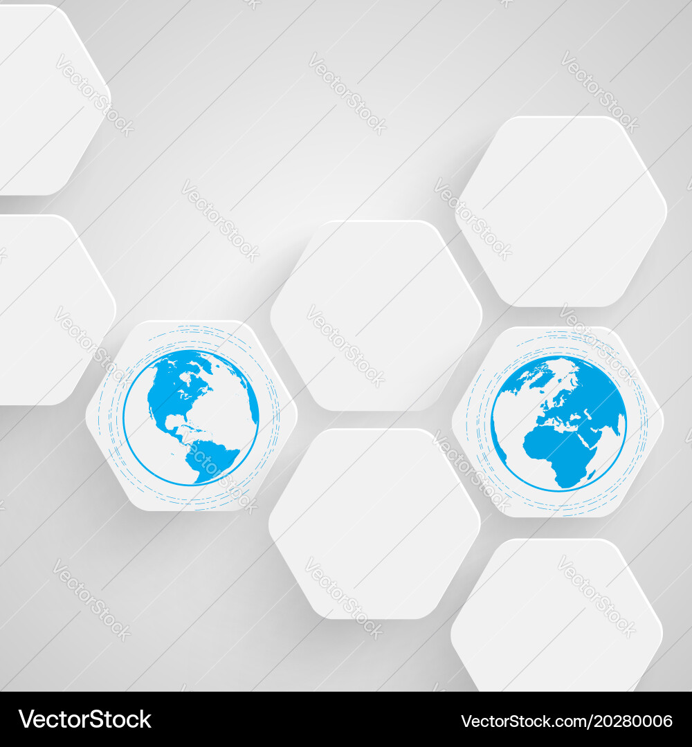 Hexagons and earth Royalty Free Vector Image - VectorStock
