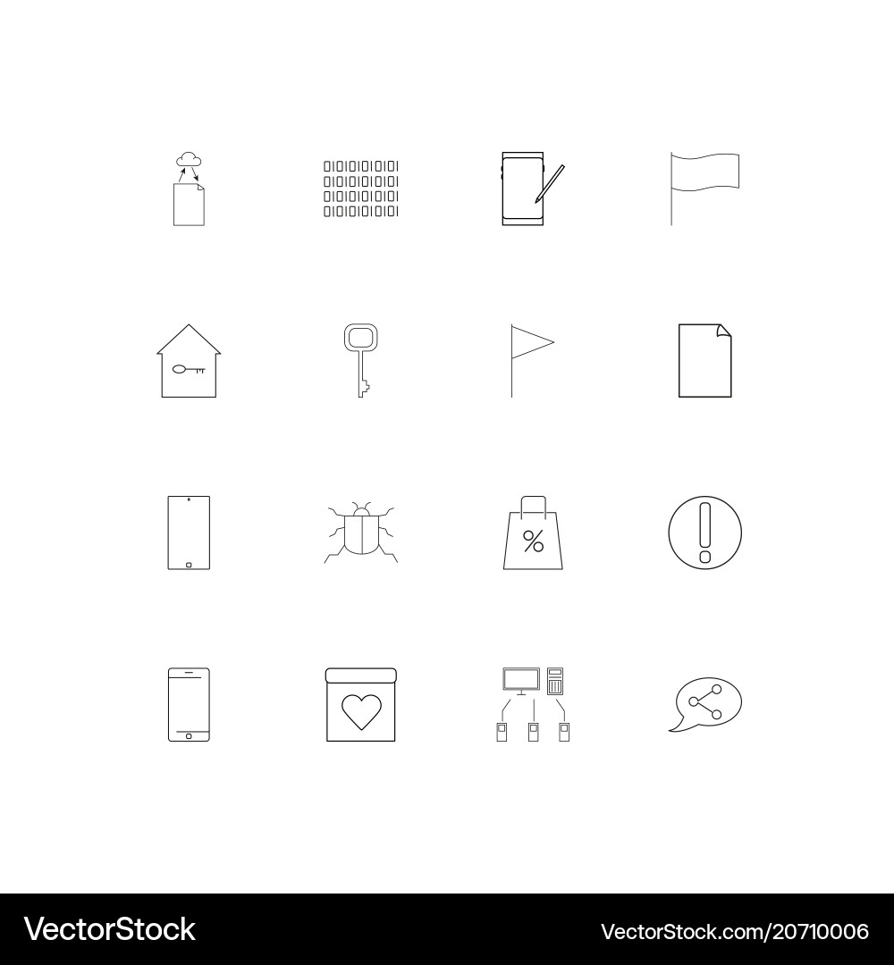 Internet technologies simple linear icons set Vector Image