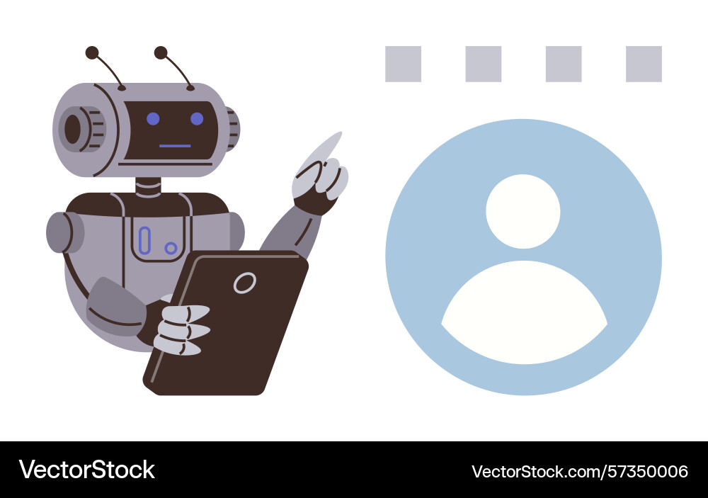 Robot utilizing tablet for user identification Robot utilizing tablet for user identification Vector Image