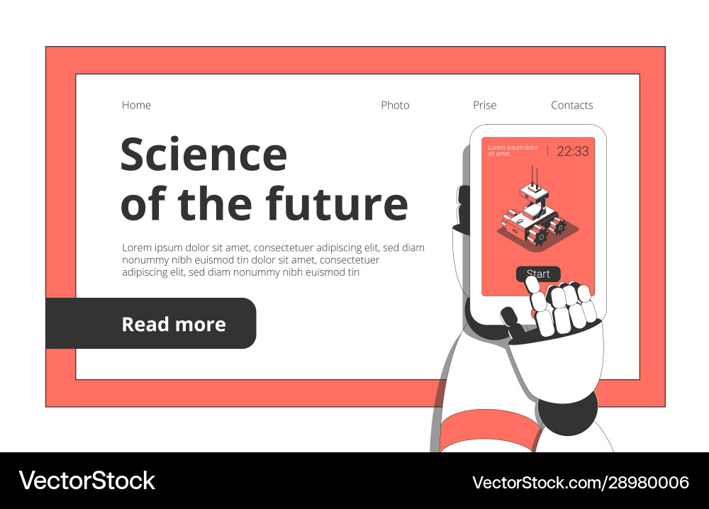 Robot web page isometric composition Vector Image