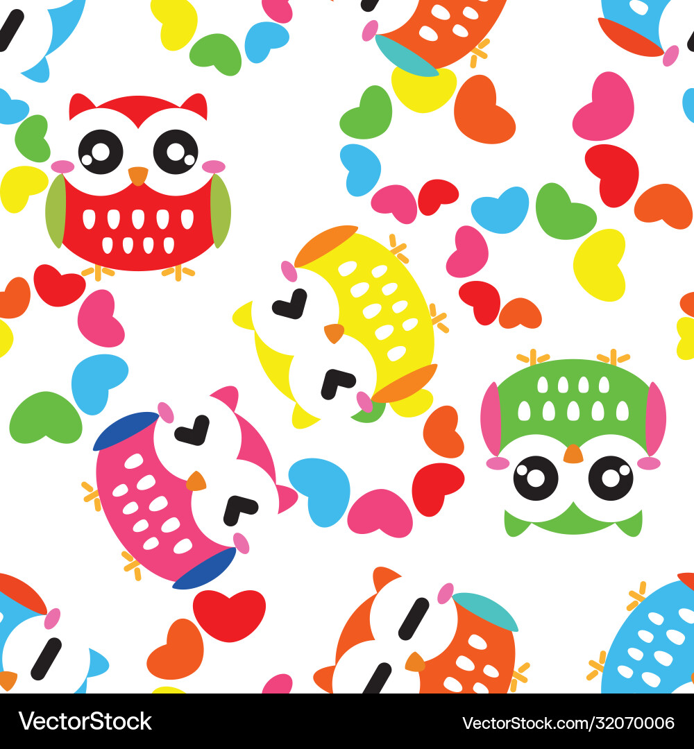 Seamless pattern with colorful owls Seamless pattern with colorful owls vector image