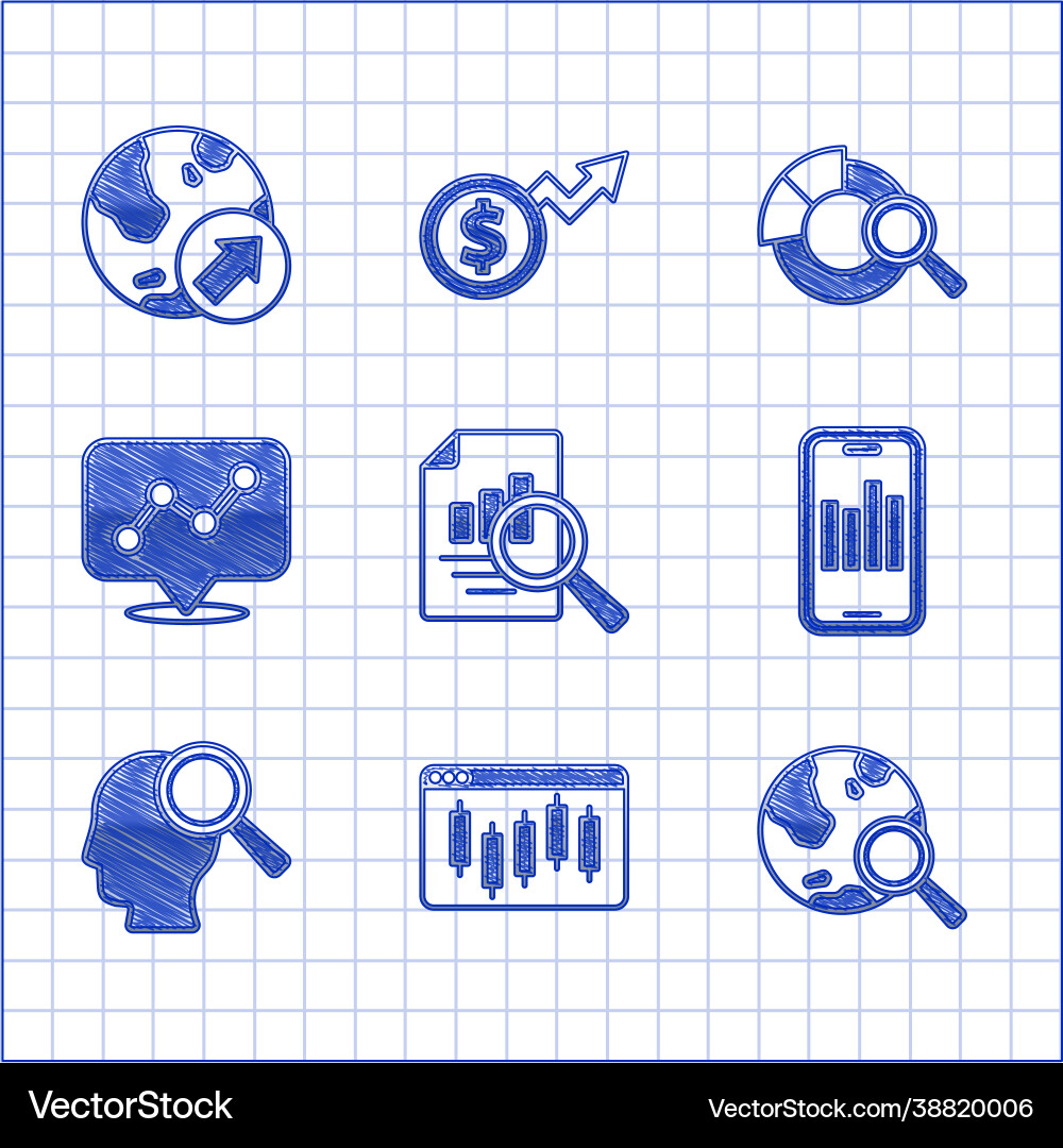 Set document with graph chart browser stocks Set document with graph chart browser stocks vector image