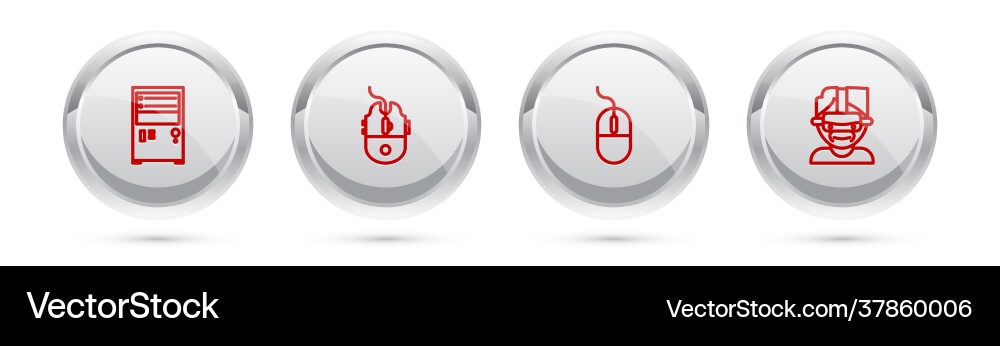 Set line computer mouse gaming and virtual Vector Image
