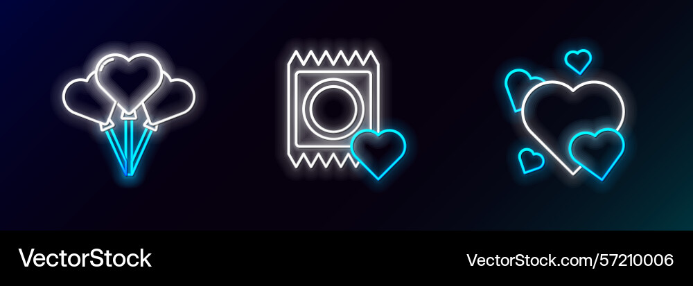 Set line heart balloons in form Set line heart balloons in form vector image