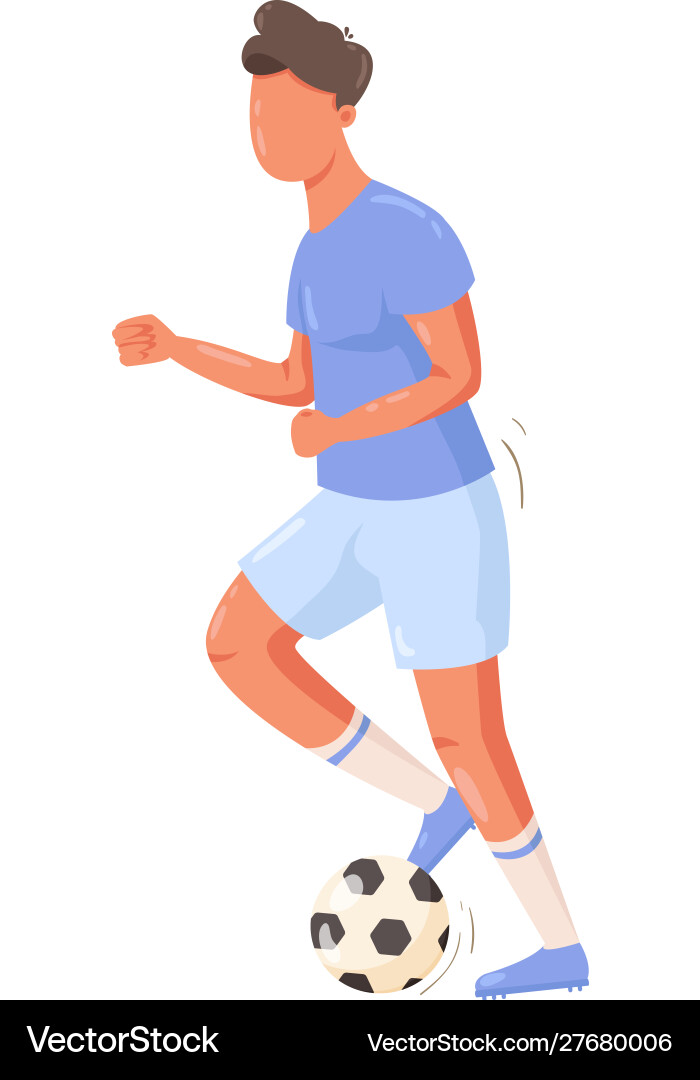 Soccer player in a blue uniform running Royalty Free Vector