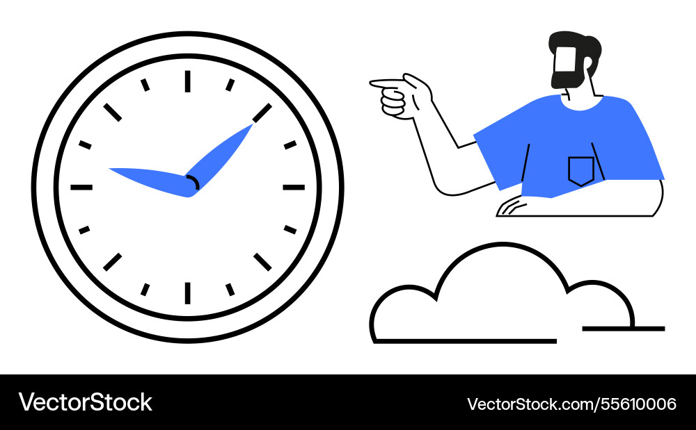 Time management concept with abstract character Time management concept with abstract character vector image
