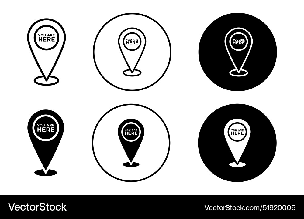 You are here pointer icon collection of outline vector image