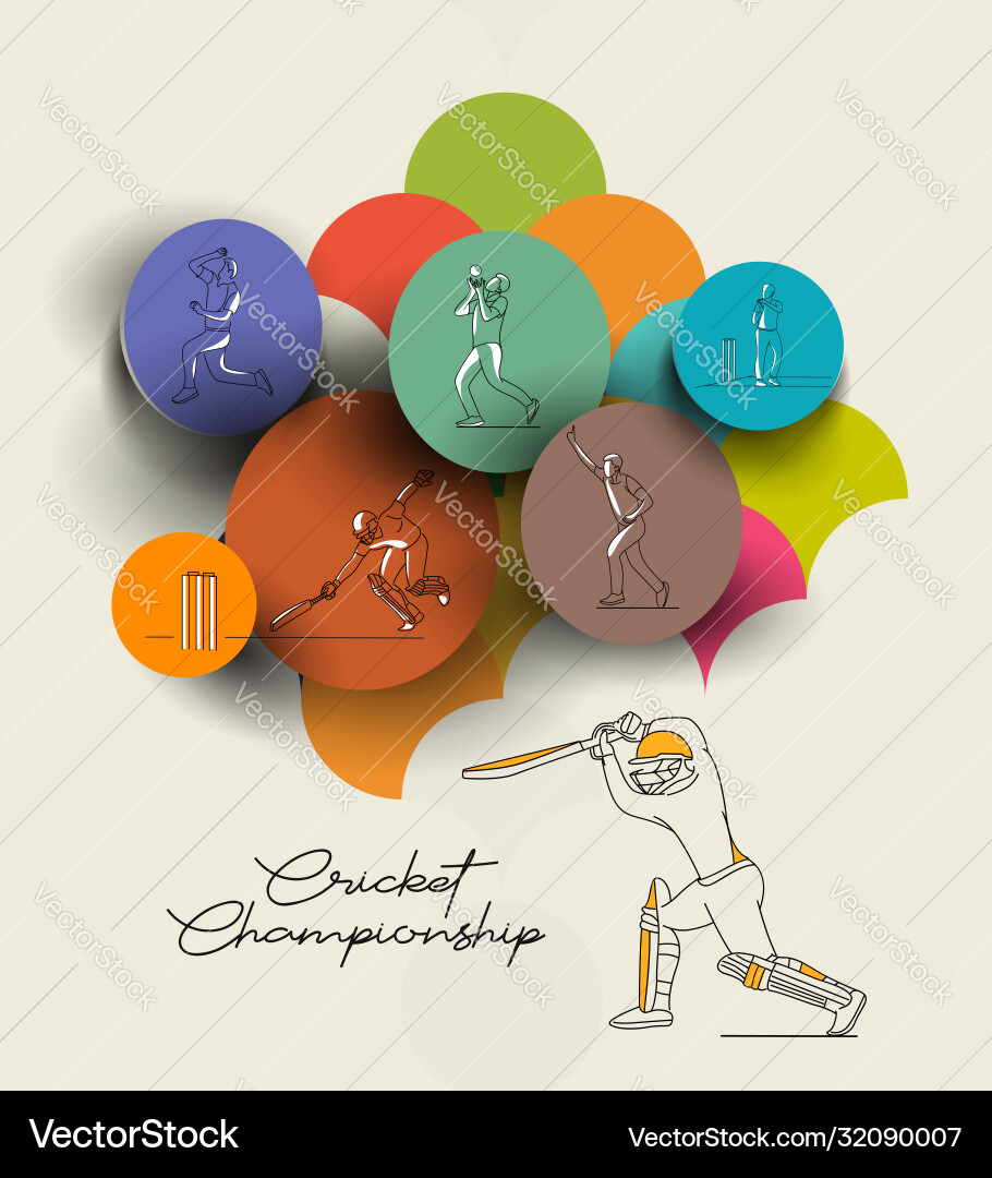 Abstract colorful pattern with batsman and bowler Abstract colorful pattern with batsman and bowler Vector Image