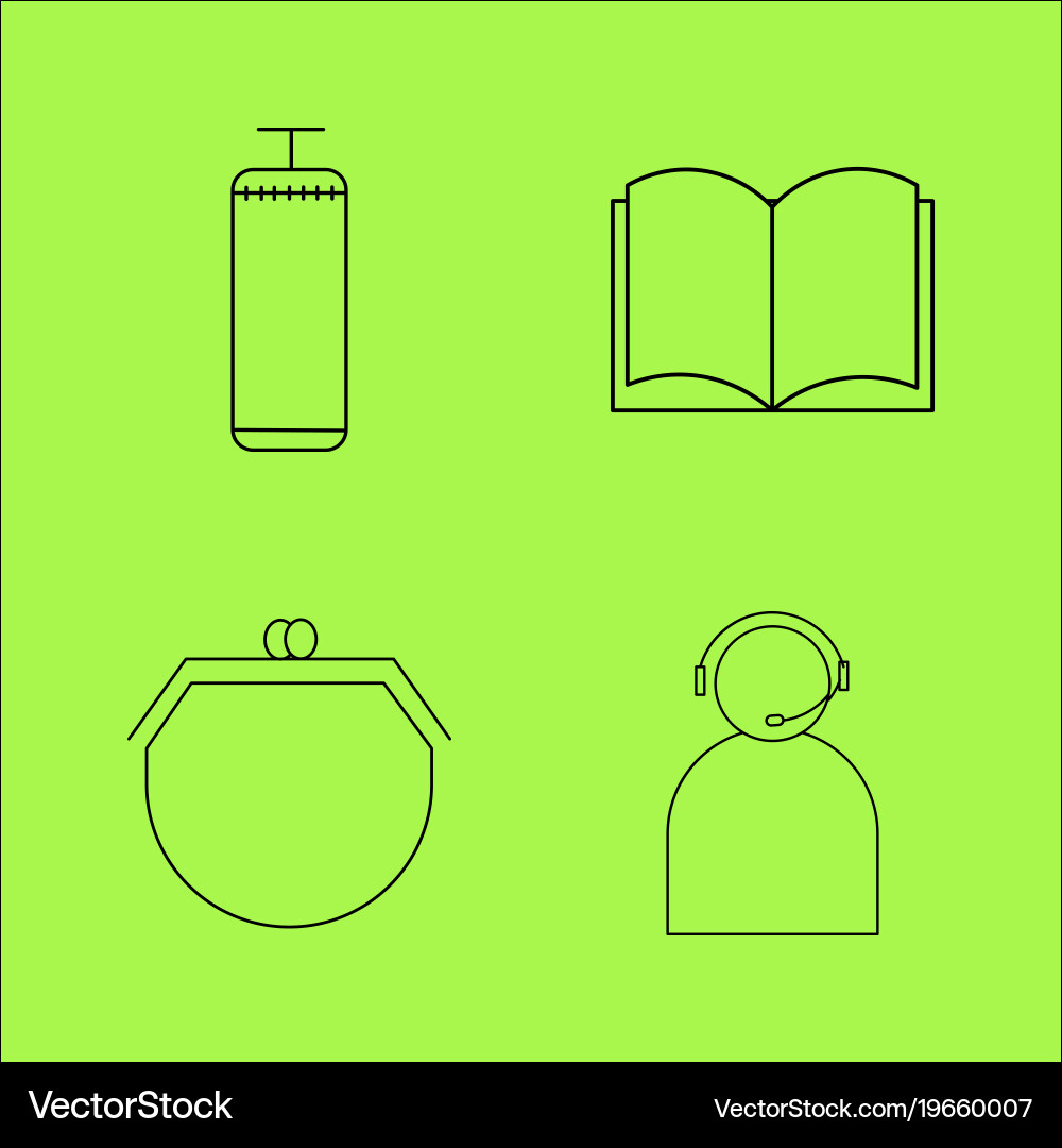 Basic content simple linear outline icon set vector image