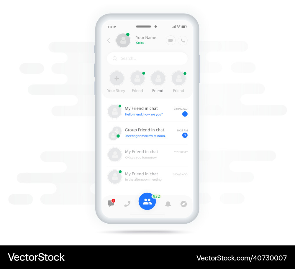 Chat messenger ui application design concept Chat messenger ui application design concept Vector Image