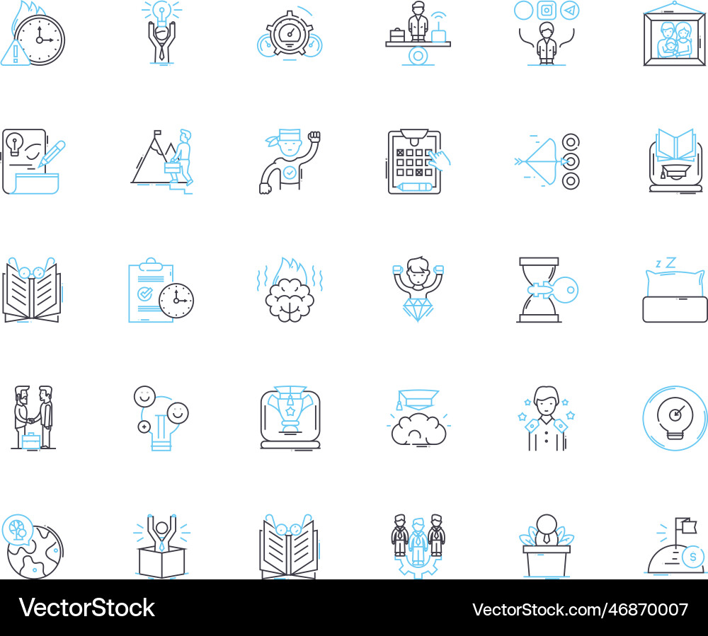Collaboration and teamwork linear icons set vector image