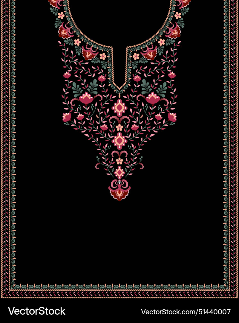 Colorful neck design for indian embroidery kurti – Royalty-Free Vector
