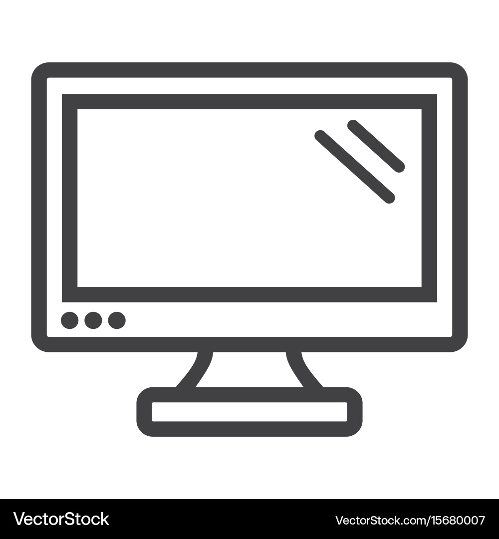 Computer monitor line icon screen and device vector image