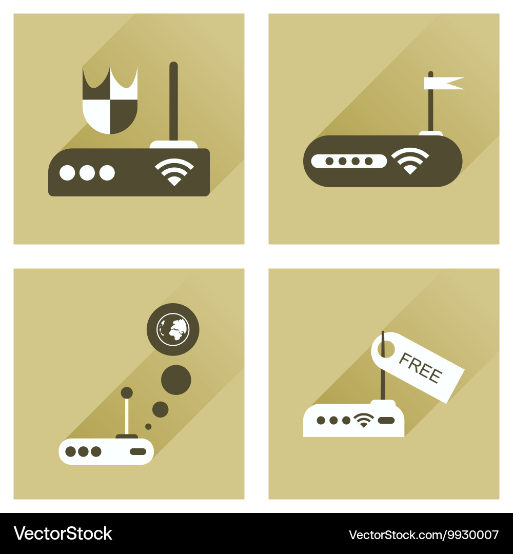 Concept of flat icons with long shadow wi-fi Vector Image