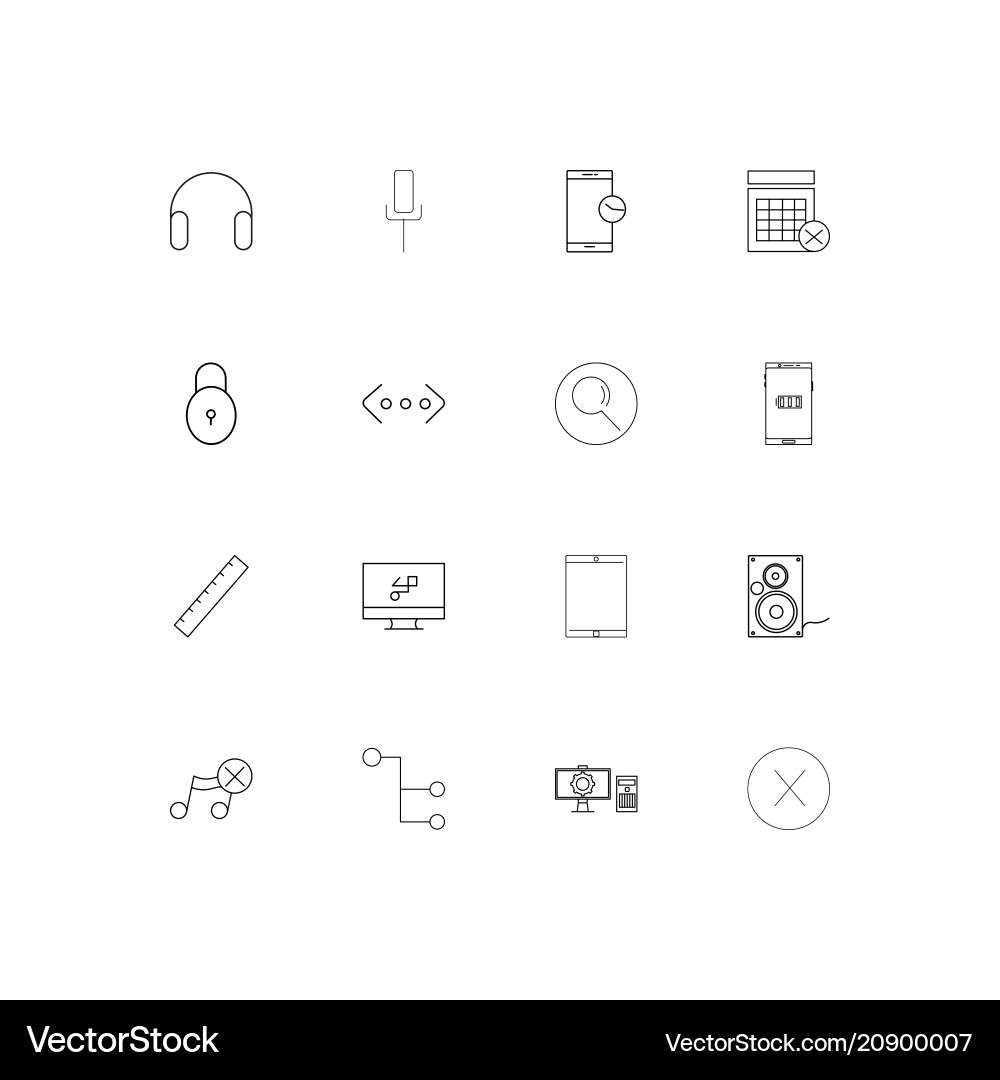 Devices linear thin icons set outlined simple Vector Image
