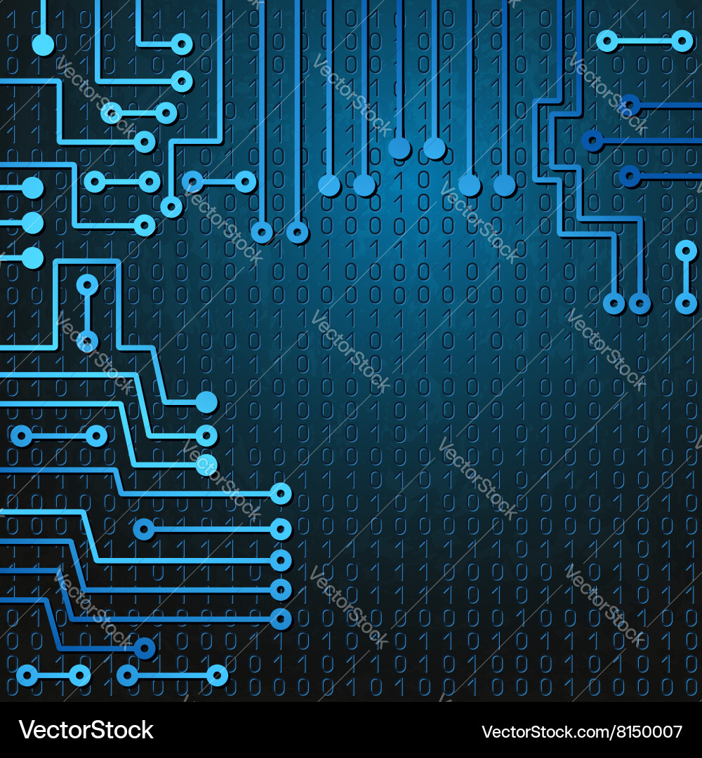 Electronic circuit and binary code Vector Image