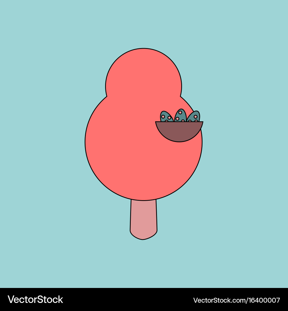 Flat icon design collection tree and nest Vector Image