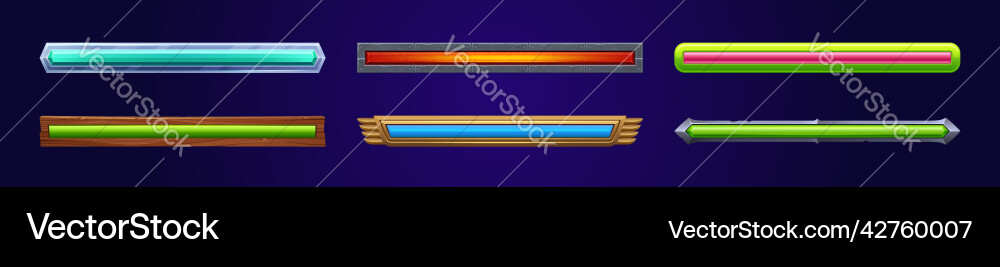 Game progress bars cartoon ui elements set Game progress bars cartoon ui elements set vector image