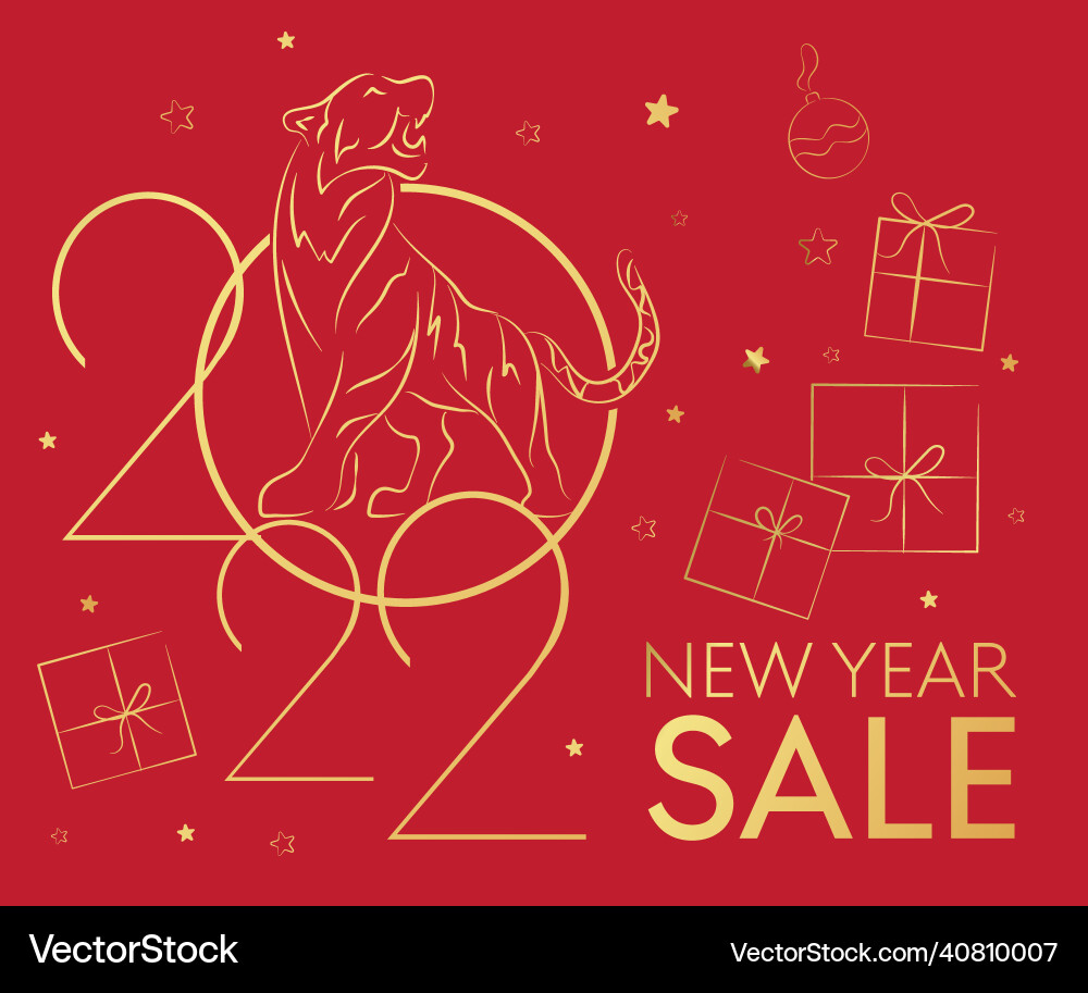 Greeting card chinese new year 2022 tiger red Greeting card chinese new year 2022 tiger red vector image