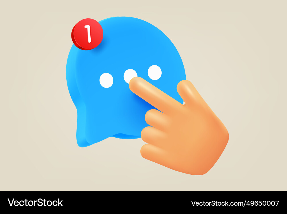 Hand pressing button with new message 3d Hand pressing button with new message 3d vector image