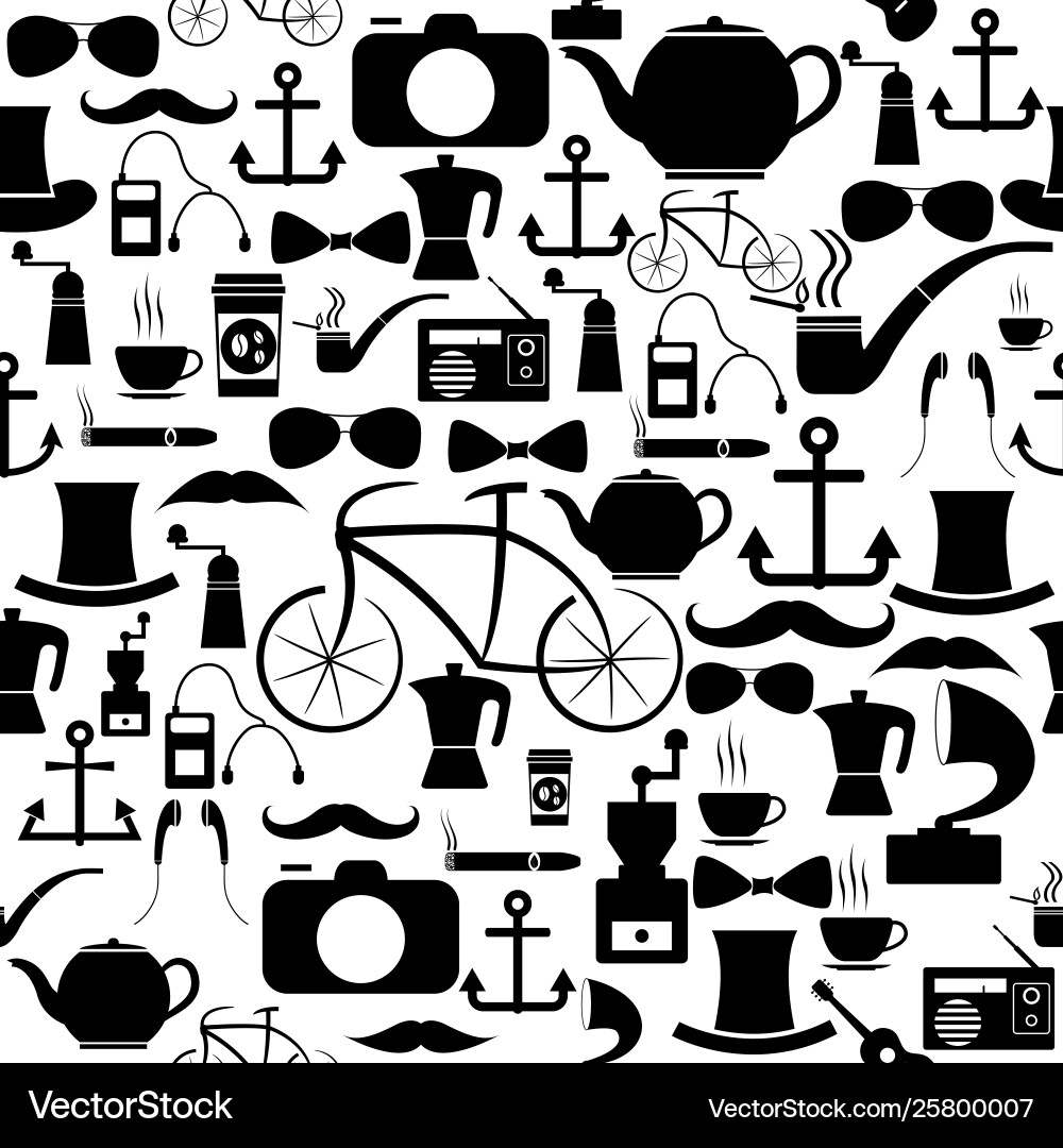 Hipster seamless pattern background icon vector image