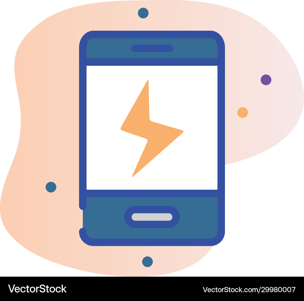 Isolated thunder inside smartphone line fill block vector image