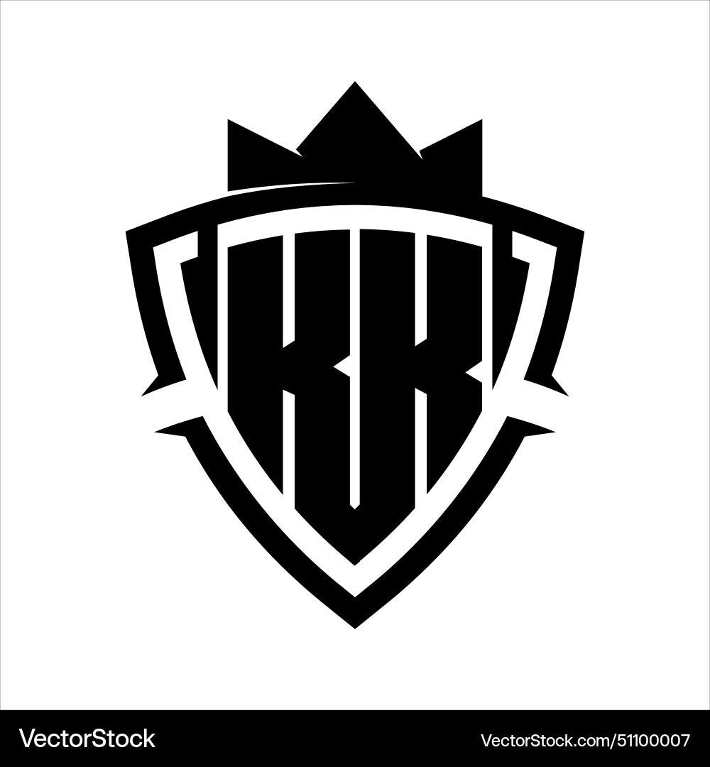 Kk letter bold monogram triangle curve shield Kk letter bold monogram triangle curve shield Vector Image