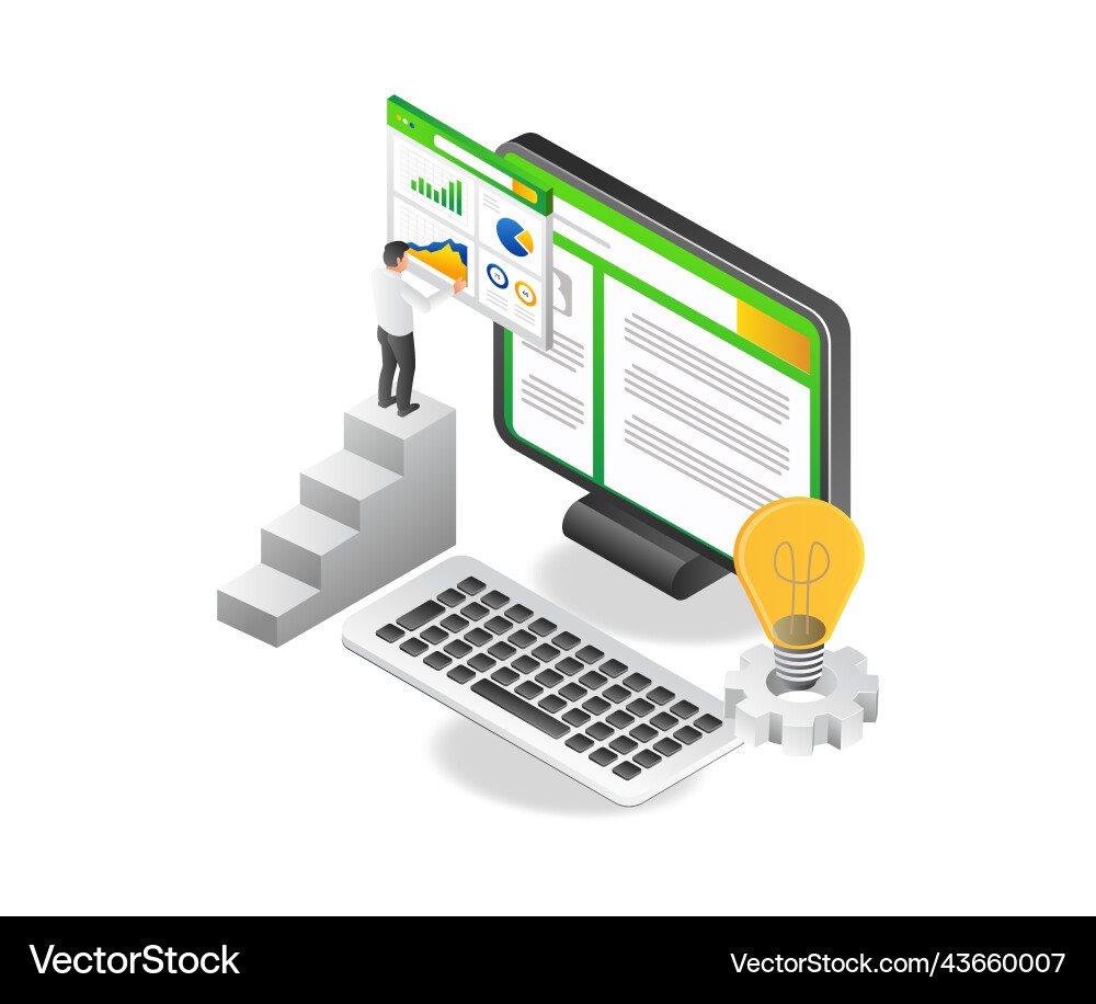 Man analyzing computer data Man analyzing computer data Vector Image