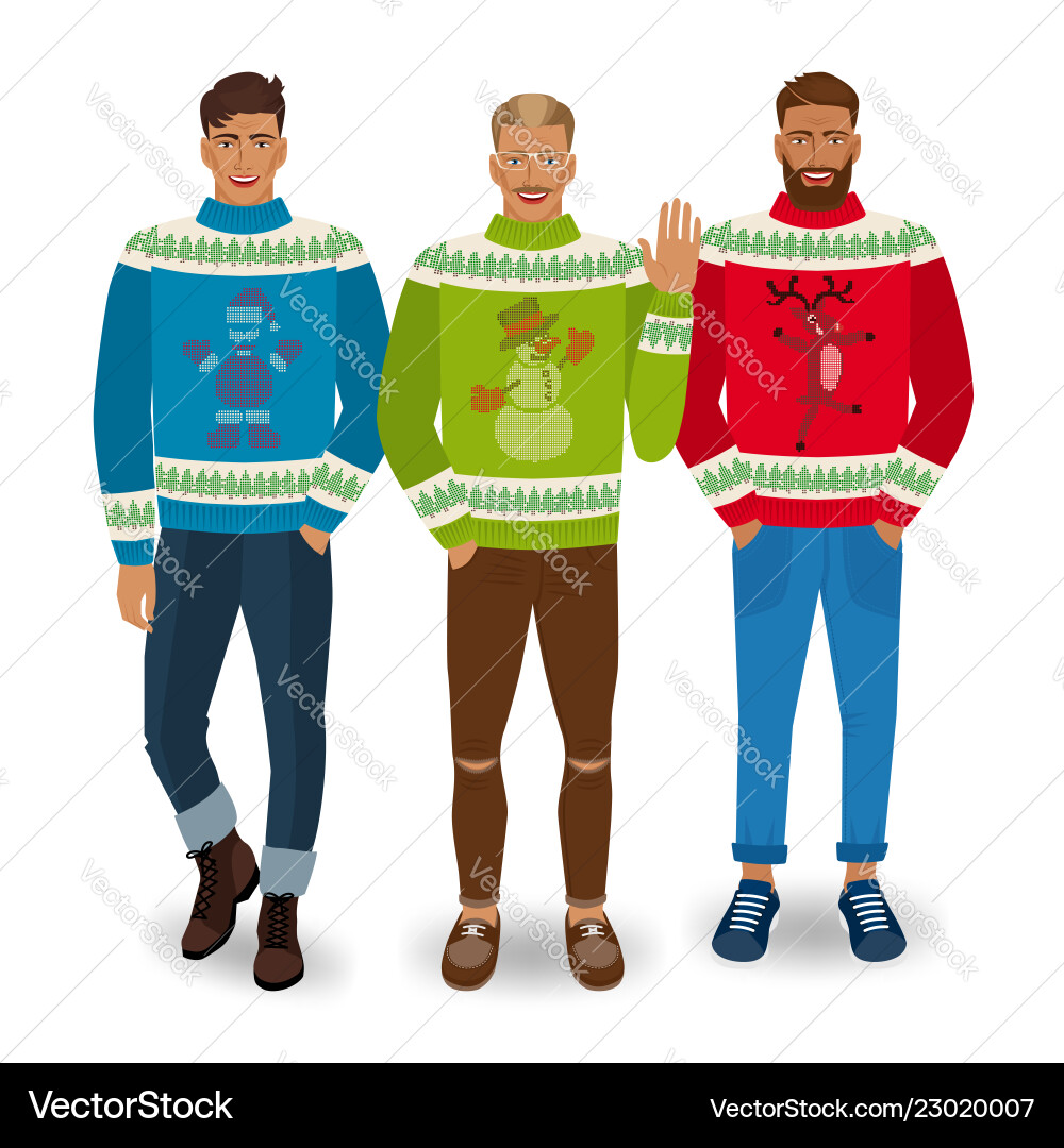 Merry Men in Christmas Sweaters Vector Image