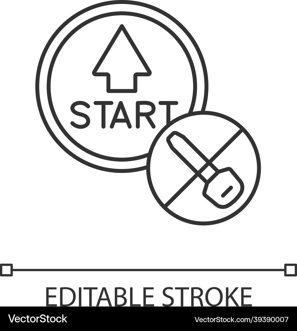 Push button start linear icon Vector Image