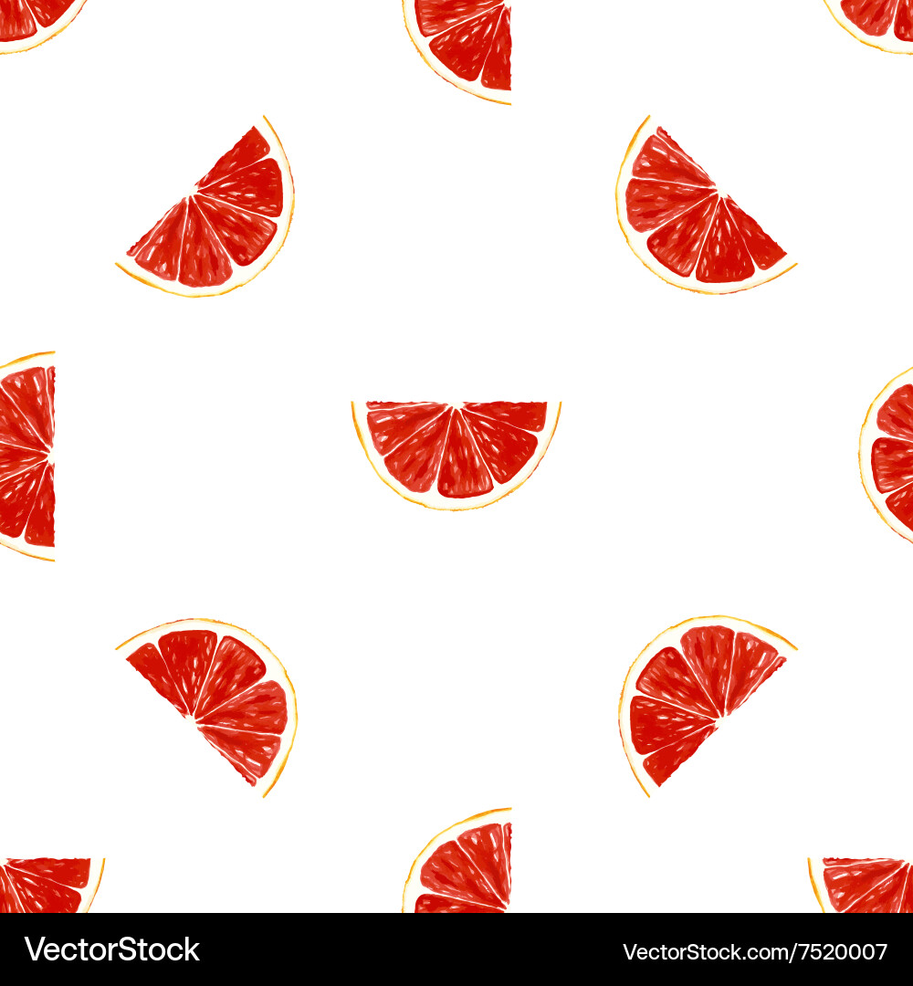 Seamless pattern fresh ripe slice of grapefruit vector image