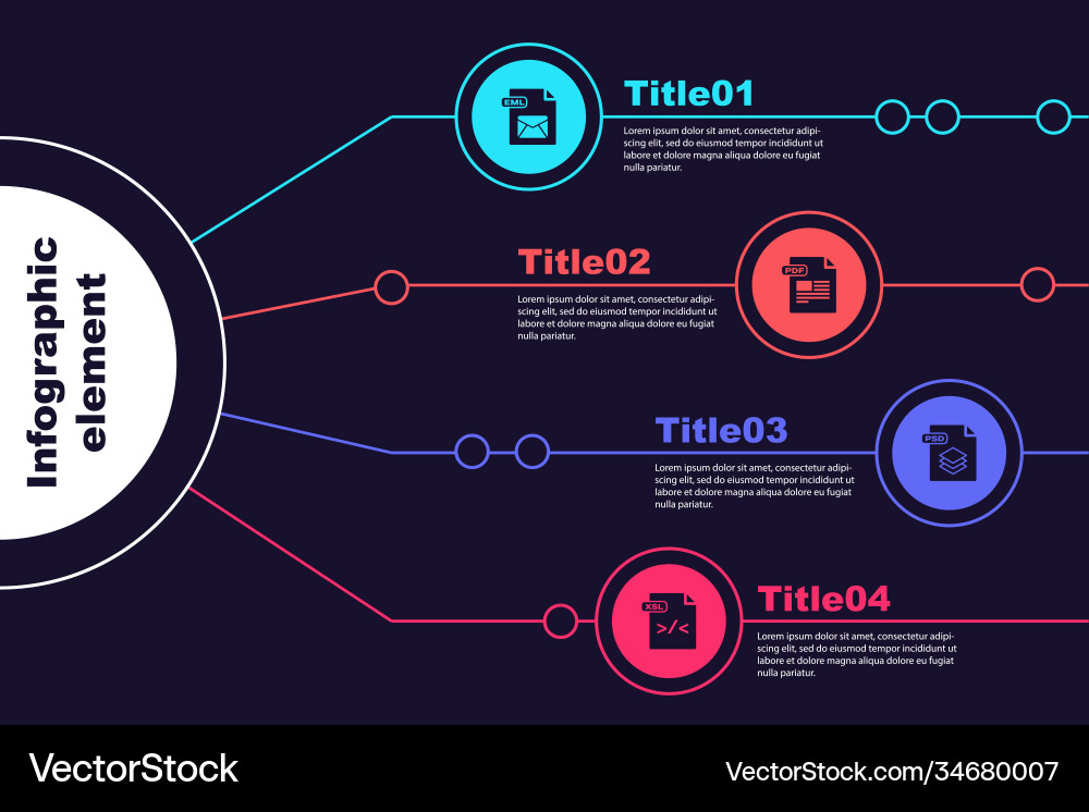 Set eml file document pdf psd and xsl business vector image