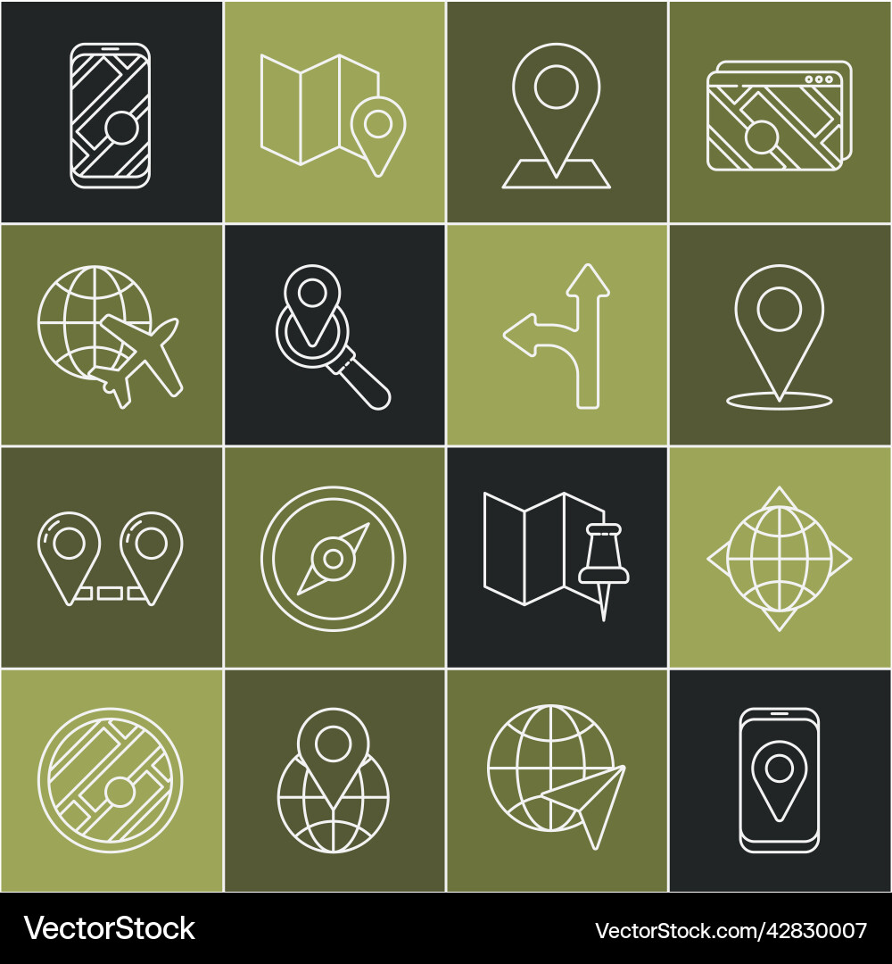 Set line city map navigation world globe Set line city map navigation world globe vector image