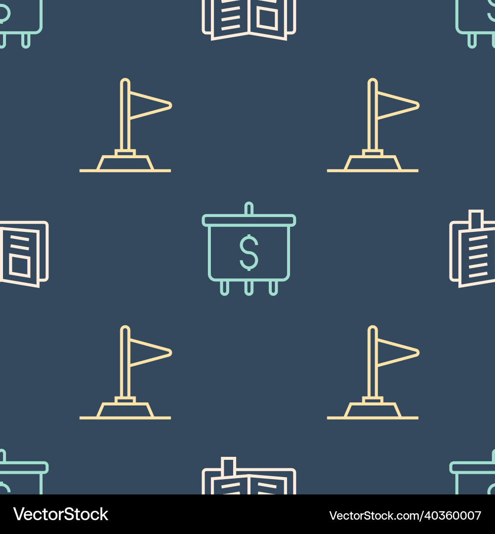 Set line reading book flag and target with dollar Vector Image