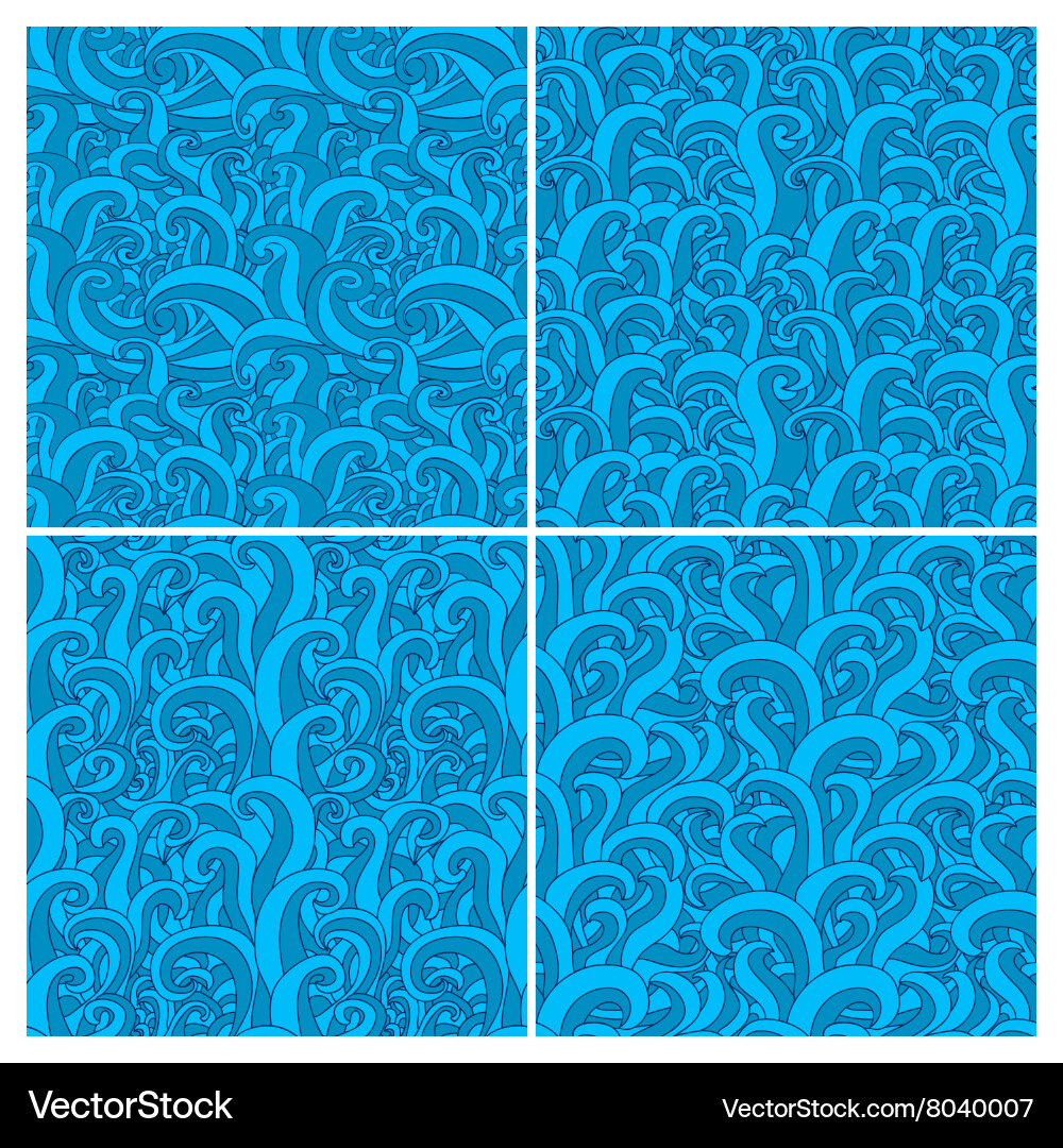 Set of four seamless pattern with abstract doodle Vector Image