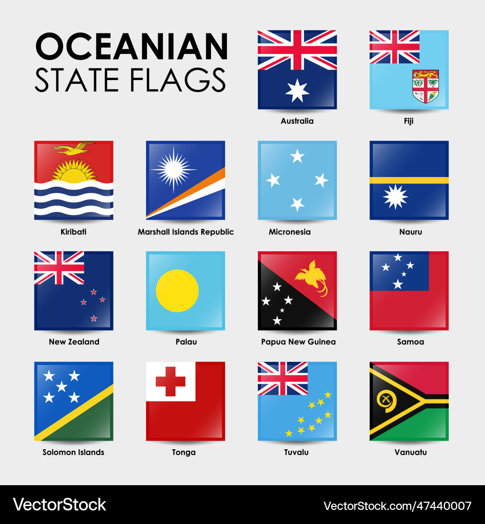 Set of oceanian flags Set of oceanian flags Vector Image