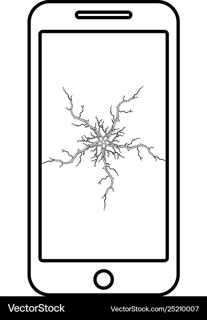 Smartphone with crash touch screen icon outline Vector Image