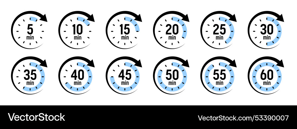 Stopwatch icons with pointer arrow colorful Stopwatch icons with pointer arrow colorful vector image