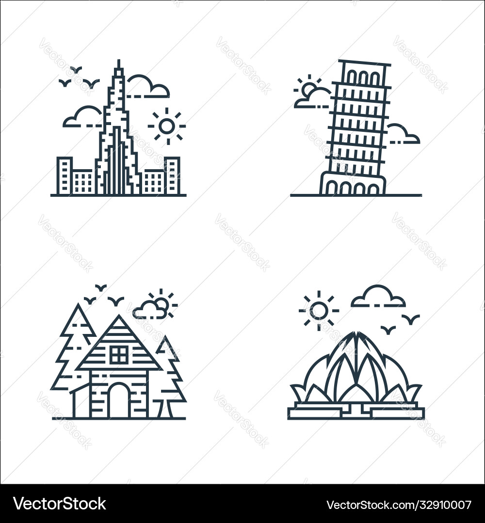 Tourism line icons linear set quality Tourism line icons linear set quality vector image