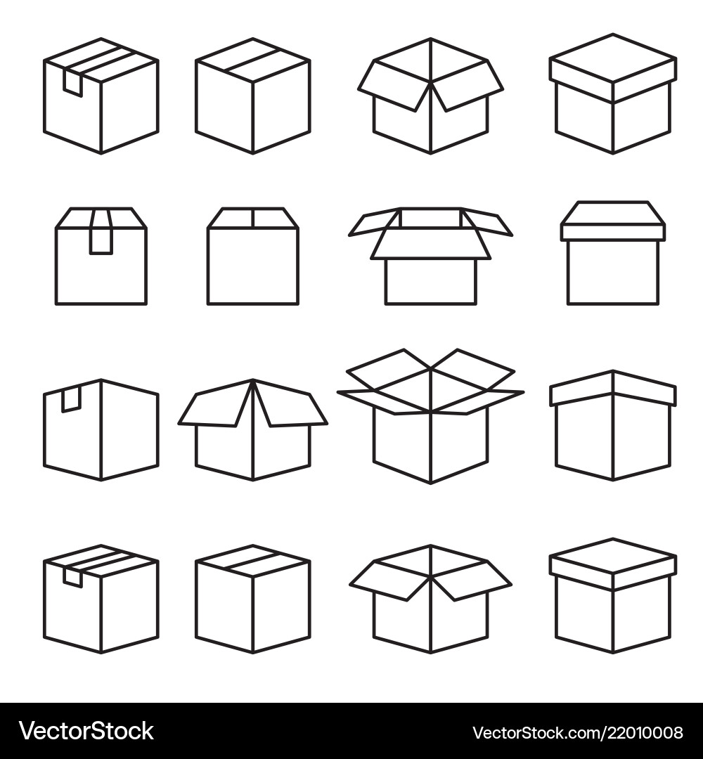 Abstract Box Line Icons - Set vector image