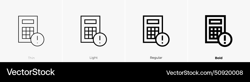 Calculate icon thin light regular and bold style vector image