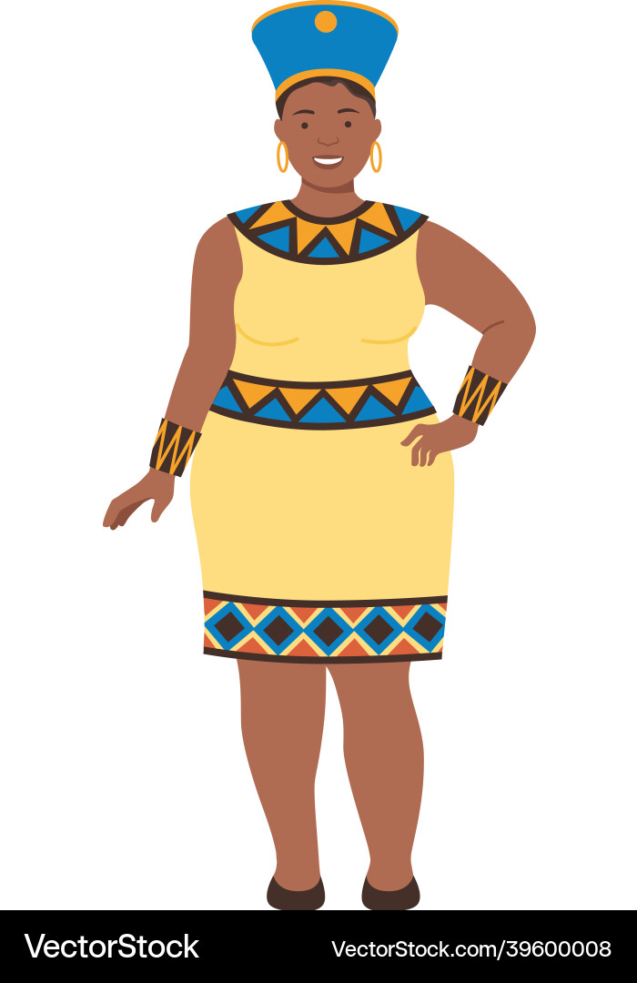 Cheerful plump young african woman in traditional Cheerful plump young african woman in traditional vector image