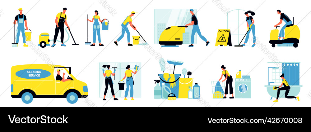 Cleaning service isolated icons set Cleaning service isolated icons set vector image