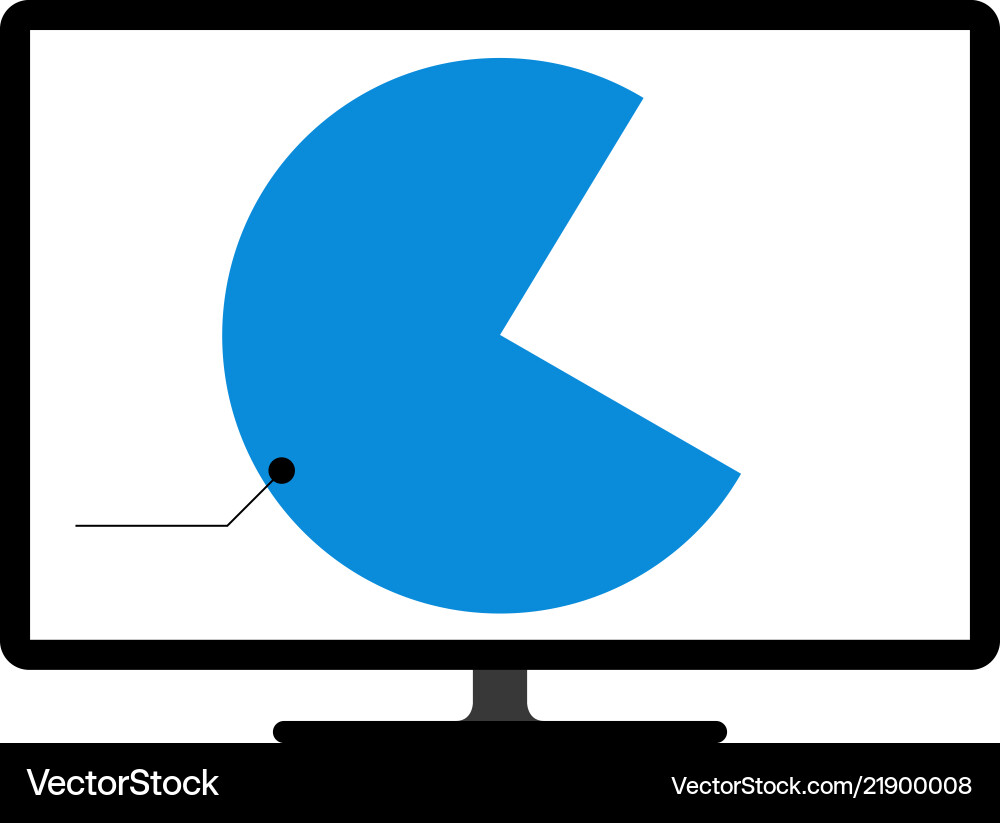 Colored pie chart graph on a computer screen Colored pie chart graph on a computer screen Vector Image