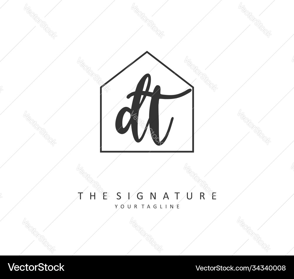 D t dt initial letter handwriting and signature Vector Image