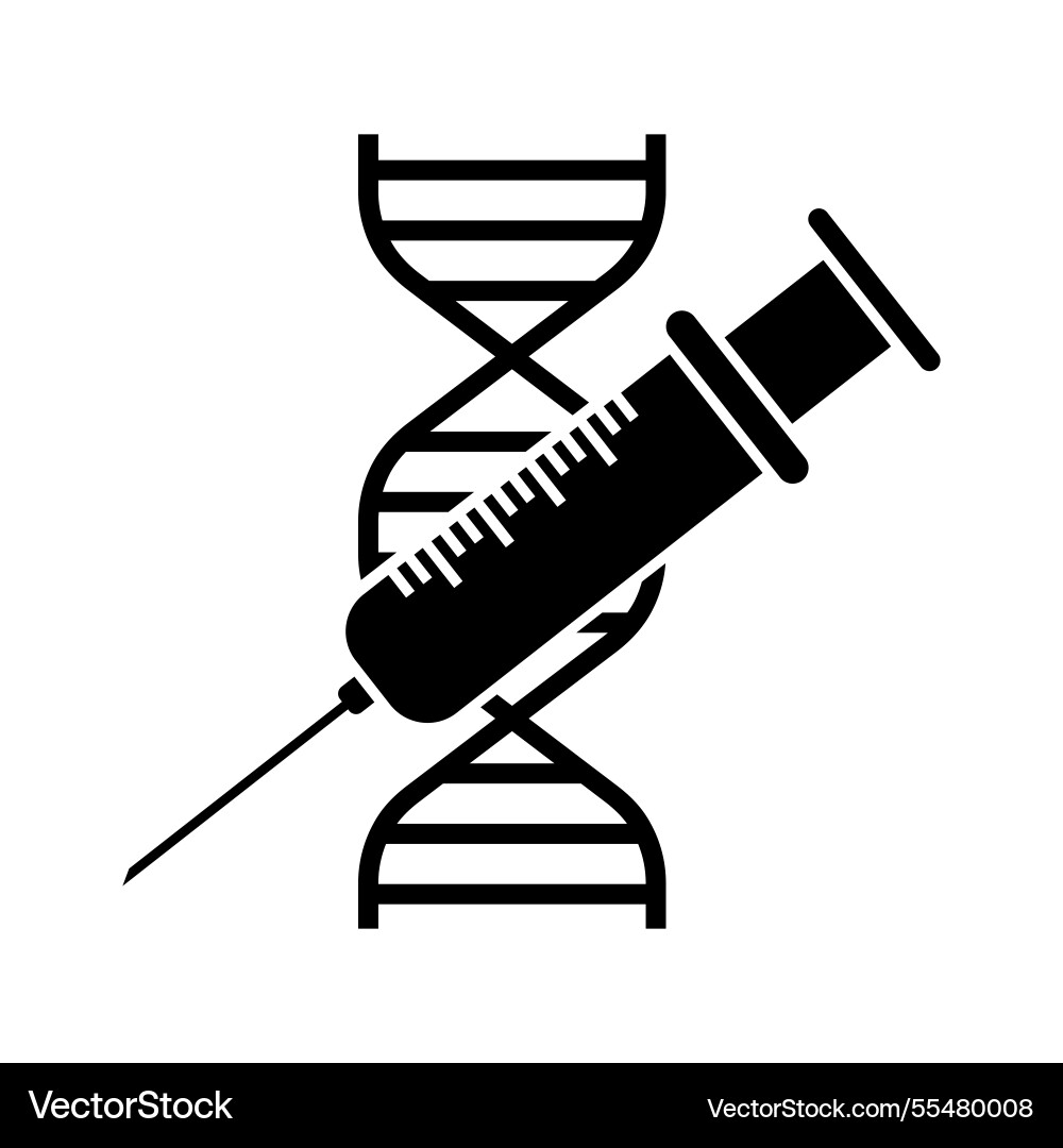 Eine Spritze mit Dna-Strang Vektorbild